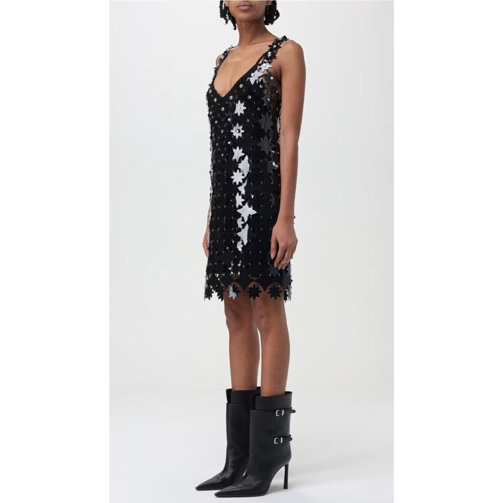 Paco Rabanne Black and Silver Midi Dress